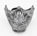Halloween silver skull half face mask for costume party and cosplay game detail view. - Silver Half Face CS Mask