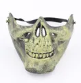 Detailed tactical half skull mask in gold and black, perfect for Halloween and cosplay events. - Gold Half Face CS Mask