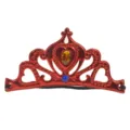 Diadema con corona de princesa roja para ninos, accesorio brillante con cinta elastica. - Rojo