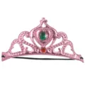 Kids princess crown headband with elastic band, cute pink hair accessory for little baby girls. - Pink