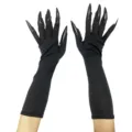 Gants longs noirs d'Halloween avec faux ongles griffes accessoire de cosplay sorcière vampire - Ongles Noirs