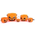 Halloween plastic pumpkin bucket candy container set spooky party props orange trick or treat - Set of 5 Jars / Orange