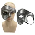 Masque de mascarade demi-visage argenté vintage pour fête d'Halloween, costume de fantôme. - Argent Antique