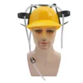 Casque à bière nouveauté avec double porte-gobelets et paille longue pour la fête ! - Casque à boisson jaune