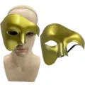 Masque demi-visage doré du Fantôme de l'Opéra pour fête masquée et accessoires de costume. - Or