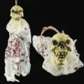 Decorazione di Halloween teschio sospeso spaventoso con garza insanguinata per festa a tema. - Stile Viso di Scheletro