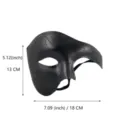 Masque de bal masqué noir, masque demi-visage fantôme avec détails pailletés, 18x13cm - Noir