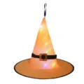Halloween leuchtender Hexenhut orange beleuchtete Zauberin Kappe mit glitzernder Schnalle - Einheitsgröße / Orange