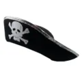 Kids black pirate hat with silver skull crossbones design, perfect for party costume dress up. - Adults' Non-Woven Tricorn Pirate Hat / Silver Edge