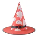 Halloween LED light up witch hat red ghost pattern party costume decoration prop accessory - Red Ghost Pattern without Light