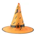 Chapeau de sorcière LED Halloween orange motif chauve-souris accessoire de fête déguisement - Motif chauve-souris orange sans lumière