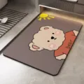 Tapis de bain antidérapant et absorbant avec un motif d'ours mignon pour la salle de bain. - Câlin Ours-carré