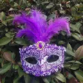 Halloween lila Feder-Spitze-Maske Venedig Maskerade Party Prinzessin Kostüm Augenmaske Damen - Lila