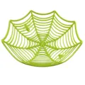 Halloween bol de fruits toile d'araignée en plastique vert panier de bonbons fête déco - Vert
