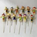 Halloween mini scarecrow stakes set for garden lawn outdoor yard autumn festival decoration props. - Set of 12 Pieces / 30 cm
