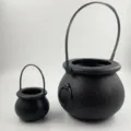 Conjunto de cubos de caramelos de caldero de bruja de plastico negro accesorios de fiesta - 14cm / Redondo Negro