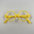 Yellow round plastic glasses frame for cosplay costume Halloween party accessory prop. - One Size / 1 Piece / Yellow