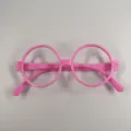Pink round plastic glasses frame, fun costume accessory for party, dress-up, and holiday events. - One Size / 1 Piece / Pink