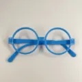 Blue round costume glasses frame for party dress up and holiday decoration main view - One Size / 1 Piece / Blue