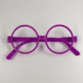 Purple round frame glasses costume accessory for kids and adults party cosplay items - One Size / 1 Piece / Purple