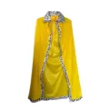 Kids yellow costume cape with black and white spotted collar for Halloween party performance gear. - 80 cm / Robe / Yellow