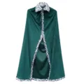 Cape de costume d'Halloween en velours vert pour enfants avec bordure imprimé dalmatien. - 80 cm / Cape vert foncé avec bordure léopard