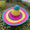 Colorful Mexican straw hat traditional sombrero for party costume carnival festival accessory - One Size / Colorful Mexican Straw Hat