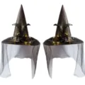 Cappello da strega nero luminoso LED di Halloween con rose rete e piume per festa. - Taglia unica / Nero