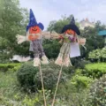 Halloween pumpkin scarecrow decoration garden stake set, cute witch hat festival party props. - Pumpkin Face