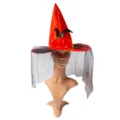 Cappello da Streghetta Halloween Rosso con Luci LED Velo Rosa Piuma Festa Costume SKU - Taglia unica / Rosso