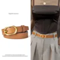 Élégante ceinture marron en cuir PU pour femme avec boucle ovale en alliage doré et chic. - 95cm / Marron