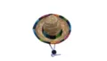 Mini Mexican straw hat pet hat doll headband colorful woven trim adjustable cord summer pet accessory - Small Straw Hat (With Cord Buckle) / Outer Diameter 16cm