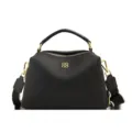 Genuine leather handbag black pillow bag women top handle shoulder crossbody bag daily commute - Black
