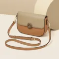 Borsa a tracolla donna in vera pelle bicolore elegante borsa a spalla di tendenza - Colore caramello