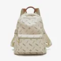 Zaino casual alla moda da donna con motivo monogramma vintage, spallacci comodi ed eleganti. - Albicocca