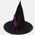 Cappello da strega nero in velluto con piume e rete per feste di costume di Halloween. - Stile Piuma Viola / Taglia unica
