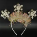 Christmas snowflake tinsel headband colorful hair hoop for party performance. - One Size / Three Snowflake Style