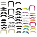 48 Pz Baffi Finti Accessori per Feste Novità Costume Peli del Viso per Carnevale Halloween - Taglia unica / Confezione da 48 / Colorato