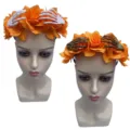 Halloween rose skeleton hand headband party hair accessory orange floral costume headpiece - White Ghost Claw / Orange Flower