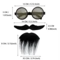 Set di accessori per costumi di festa di Halloween con occhiali e barte finte di varie misure. - Set Tre Pezzi Occhiali Barba Neri (MMHZ黑色带镜片眼镜+八字胡子+下巴胡子)