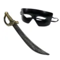 Set de espada Zorro y máscara negra de utilería para fiesta de disfraces y Halloween - Set de Espada y Máscara / Set de dos piezas