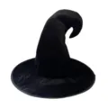 Chapeau de sorcière en velours noir pour fête d'Halloween, accessoire de costume de sorcier. - Taille unique / Style Sans Boucle