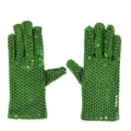 Green sequin gloves for adult stage performance, party dancing and fashion apparel accessories. - One Size / Green
