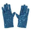 Blue sequin gloves adult shiny dance performance party gloves fashion apparel accessories - One Size / Lake Blue