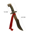 Daga de juguete accesorio de cosplay con mango de cabeza de tigre y cinta roja. - Oro Bronce Pintado