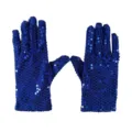 Adult blue sequin gloves sparkle stage performance dance party fashion costume accessories - One Size / Dark Blue