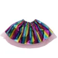 Colorful metallic rainbow tutu skirt kids performance party dress short skirt glitter - Bottoms / Skirt Only