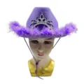 Paarse strass tiara westerse cowboyhoed met veren voor feest vakantie festival kleding - Eén maat / Paars