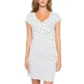 Women maternity nursing dress short sleeve polka dot crossover V-neck breastfeeding dress summer - S / Dresses / White
