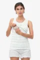 Striped sleeveless nursing tank top for women, comfortable maternity breastfeeding apparel. - S / Tops / Light Green Stripes
